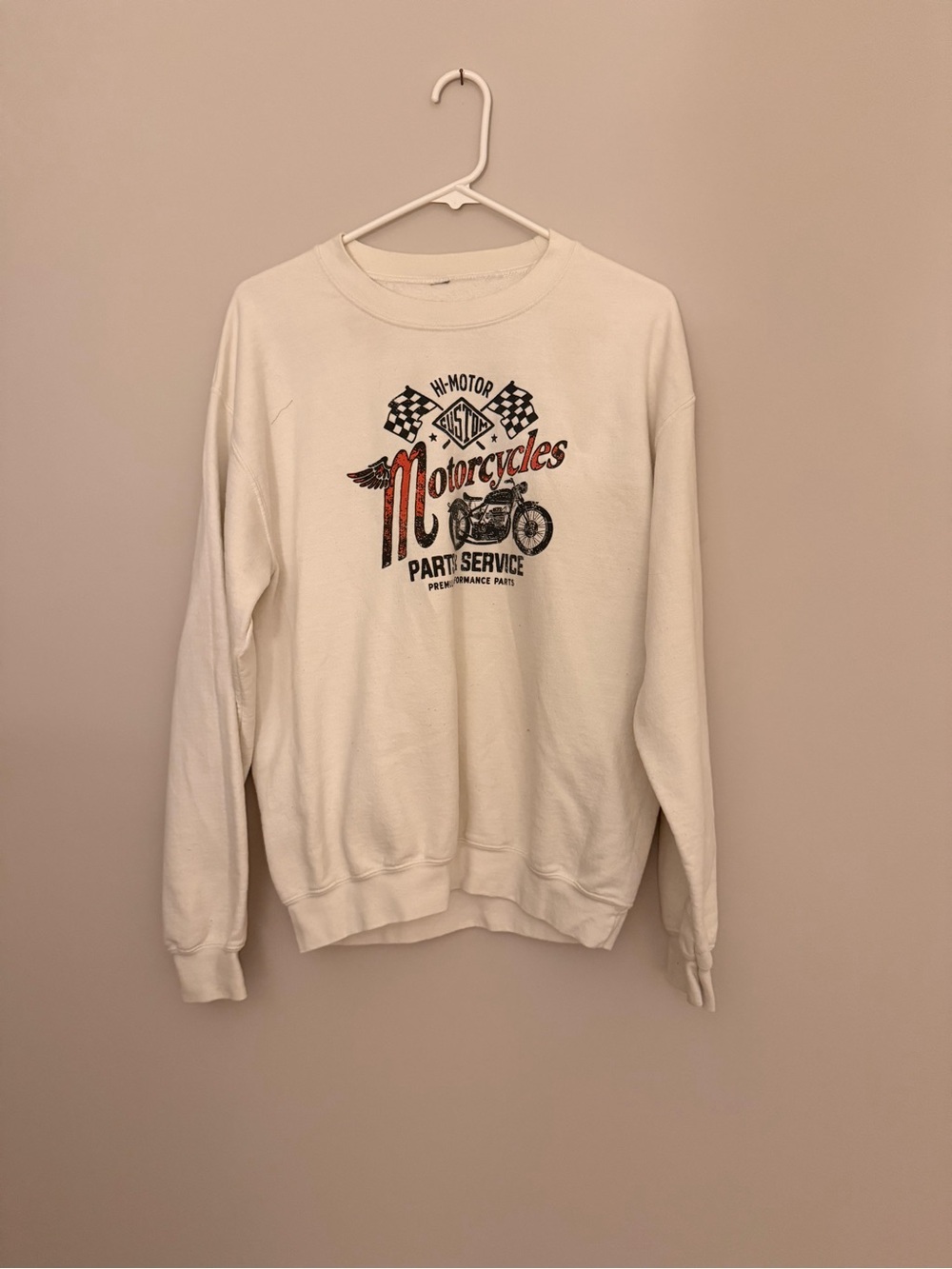 PacSun White Motorcycles Graphic Crewneck